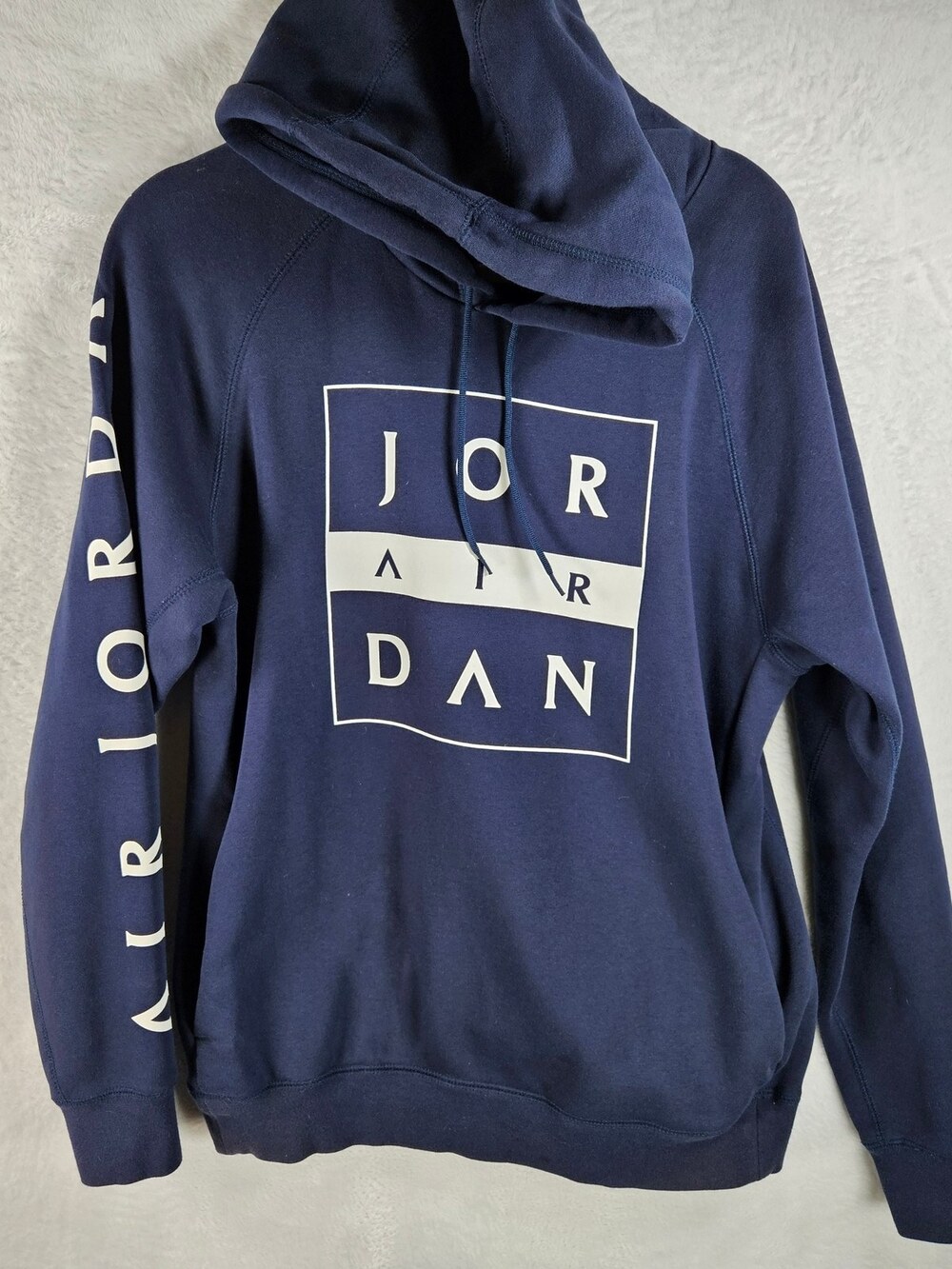 Jordan Air Jordan Pullover Hoodie Sweatshirt Navy Blue Graphic Men's Size Large
